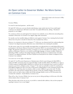 An Open Letter to Governor Walker: No More