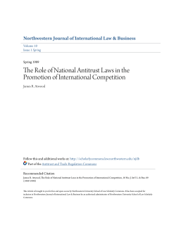 The Role of National Antitrust Laws in the Promotion of International