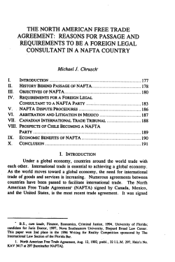 The North American Free Trade Agreement: Reasons
