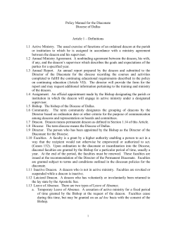 Policy Manual for the Diaconate Diocese of Dallas Article 1