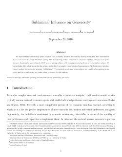 Subliminal infulence on generosity