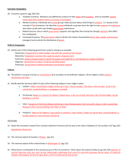 Economic Geography - Spring Branch ISD