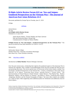 H-Diplo Article Review Forum 622 on &ldquo;Sex and Saigon - H-Net