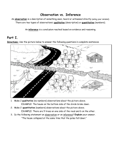 Observation vs. Inference Part I.