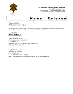 N ews R elease N ews R elease - St. Charles Parish Sheriff`s Office