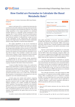 How Useful are Formulas to Calculate the Basal Metabolic Rate?