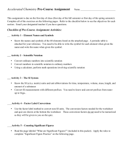 Checklist of Pre-Course Assignment Activities: