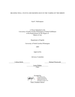 MEANING WELL: STATUS AND SIGNIFICANCE IN THE TAMING