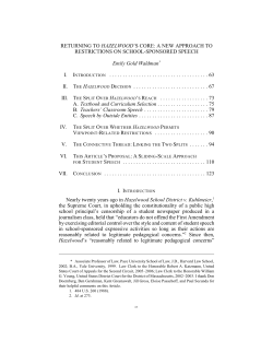 Returning to Hazelwood`s Core: A New Approach to Restrictions on