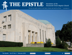 THE EPISTLE Newsletter of the Nineteenth Street Baptist Church
