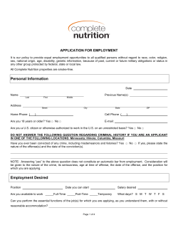 Personal Information Employment Desired