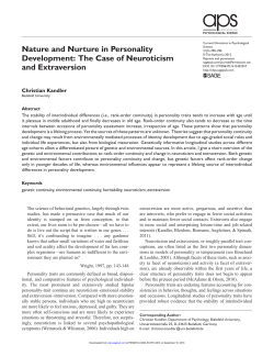 Nature and Nurture in Personality Development: The