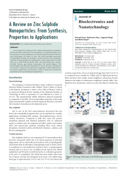 A Review on Zinc Sulphide Nanoparticles: From Synthesis