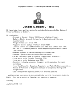 Junaide S. Hakim C - 1856 - The College of Opticians of Ontario