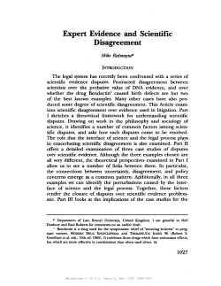 Expert Evidence and Scientific Disagreement