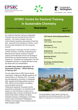 March 2017 - EPSRC Centre for Doctoral Training in Sustainable