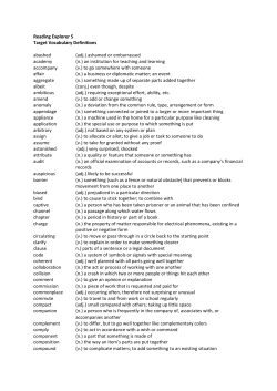 Reading Explorer 5 Target Vocabulary Definitions abashed (adj