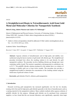 A Straightforward Route to Tetrachloroauric Acid from Gold