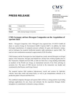 CMS Germany advises Hexagon Composites on the Acquisition of