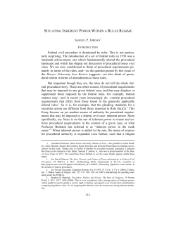 311 SITUATING INHERENT POWER WITHIN A RULES REGIME