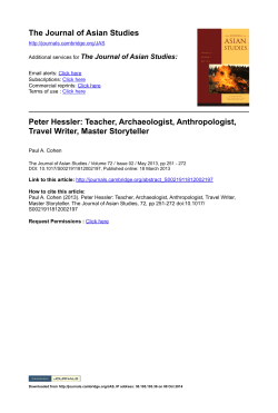 The Journal of Asian Studies Peter Hessler: Teacher, Archaeologist