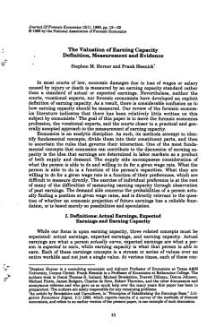 The Valuation of Earning Capacity Definition, Measurement and