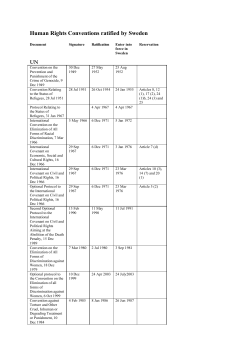 Human Rights Conventions ratified by Sweden