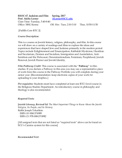 Judaism and Film - Santa Clara University