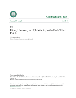 Hitler, Himmler, and Christianity in the Early Third Reich