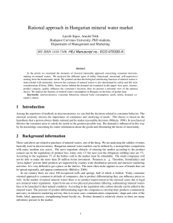 Rational approach in Hungarian mineral water market