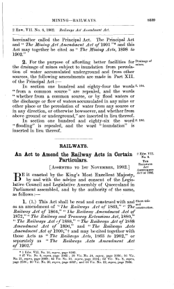 An Act to Amend the Railway Acts in Certain Particulars.