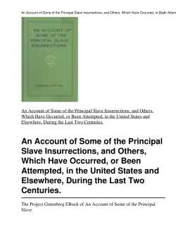 An Account of Some of the Principal Slave Insurrections, and Others