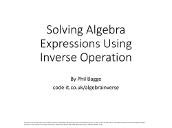 Solving Algebra Expressions Using Inverse Operation
