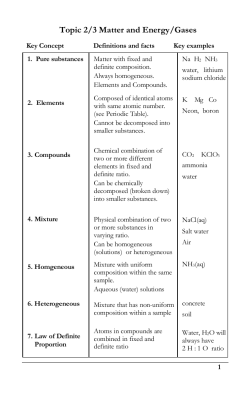 Topic 2/3 Matter and Energy/Gases