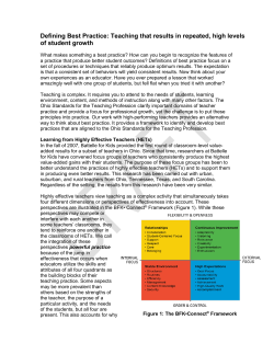 Defining Best Practice: Teaching that results in repeated, high levels