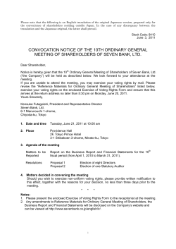 CONVOCATION NOTICE OF THE 10TH ORDINARY GENERAL