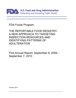 FDA Foods Program THE REPORTABLE FOOD