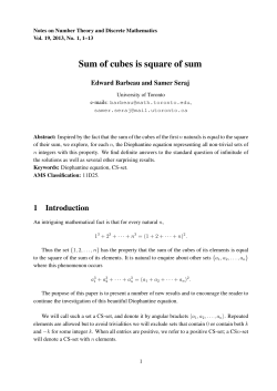 Sum of cubes is square of sum - Notes on Number Theory and