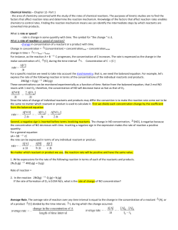 Chemical kinetics – Chapter 12- Part 1