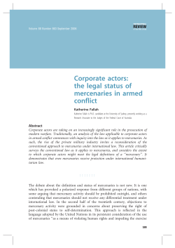 the legal status of mercenaries in armed conflict