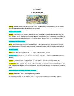 5th Grade News 25 April-29 April 2016 Spelling: Related Words
