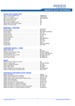 AMADEUS QUICK REFERENCE