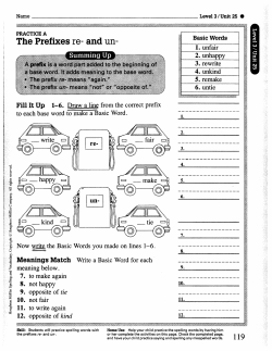 The Prefixes re- and un- - Sunnyside Christian School