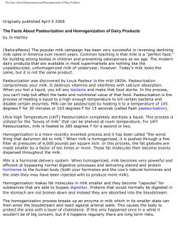 The Facts About Pasteurization and Homogenization