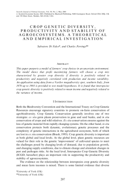 crop genetic diversity, productivity and stability of