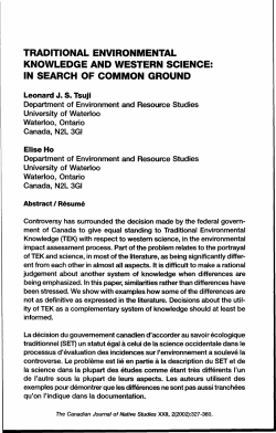 Traditional Environmental Knowledge and Western Science