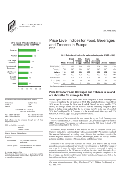 Price Level Indices for Food, Beverages and Tobacco in