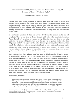 A Commentary on Anna Stilz, "Nations, States, and Territory" and