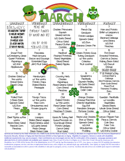 Senior Center Monthly Menu