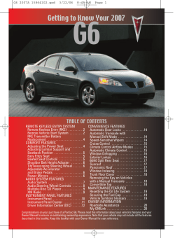 Getting to Know Your 2007 G6